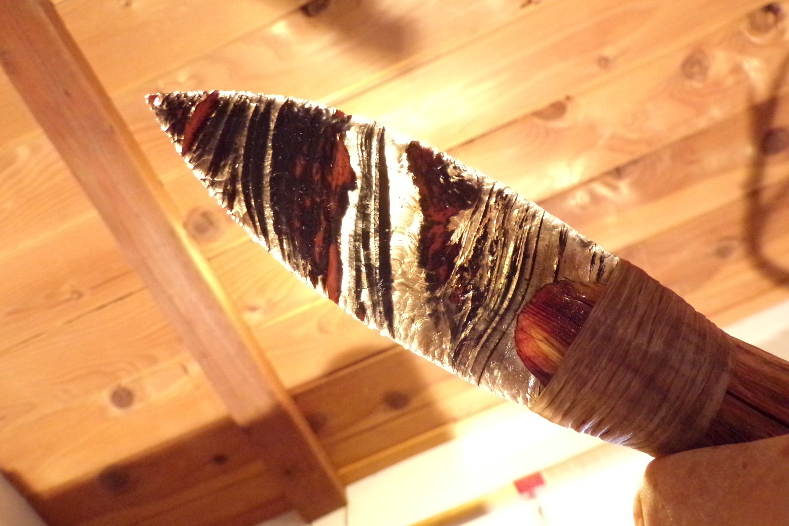 Triple Flow Obsidian Paleo Knife Manzanita Handle Flint Knapping Black Powder