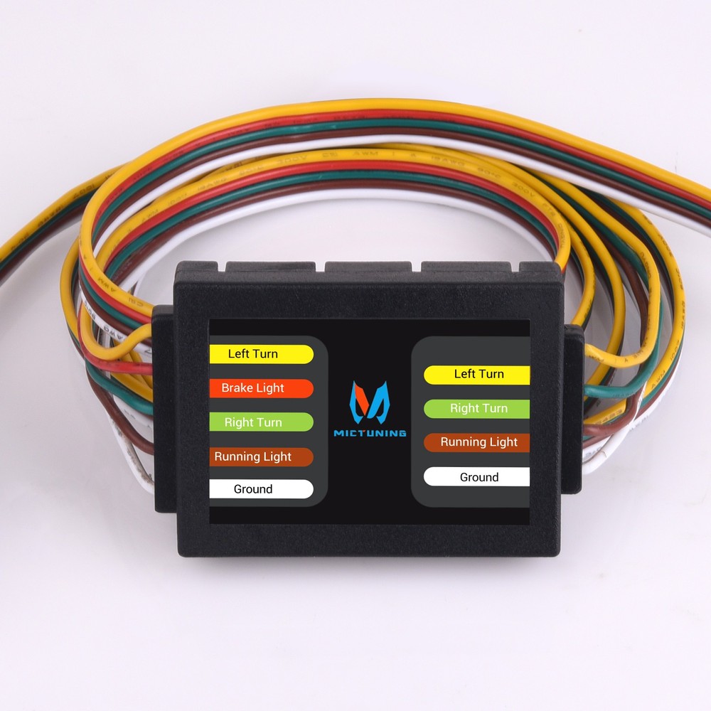 Powered 3 to 2 Wire Tail Light Converter with 4-Way Flat Trailer Connector