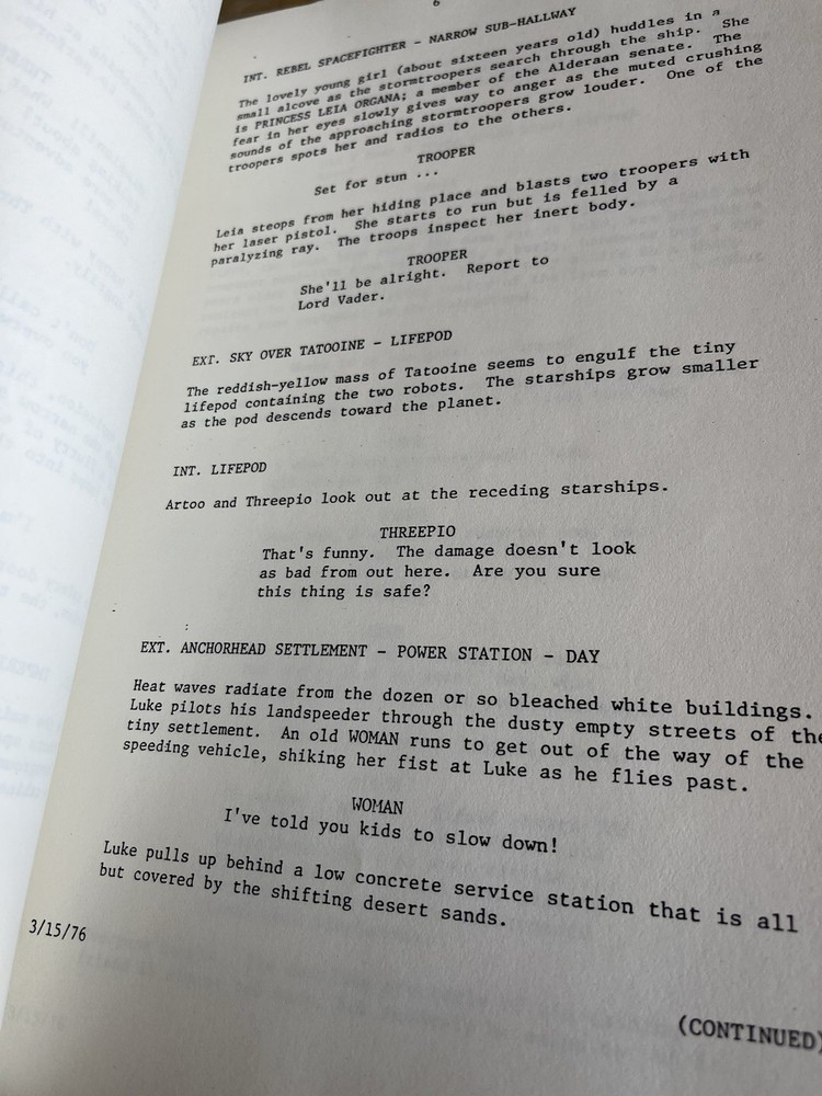 STAR WARS Authentic Movie Script Revised 4th Draft 1976 Luke Starkiller Lucas