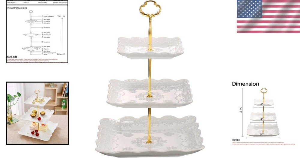 Elegant 3-Tier Porcelain Cupcake Stand