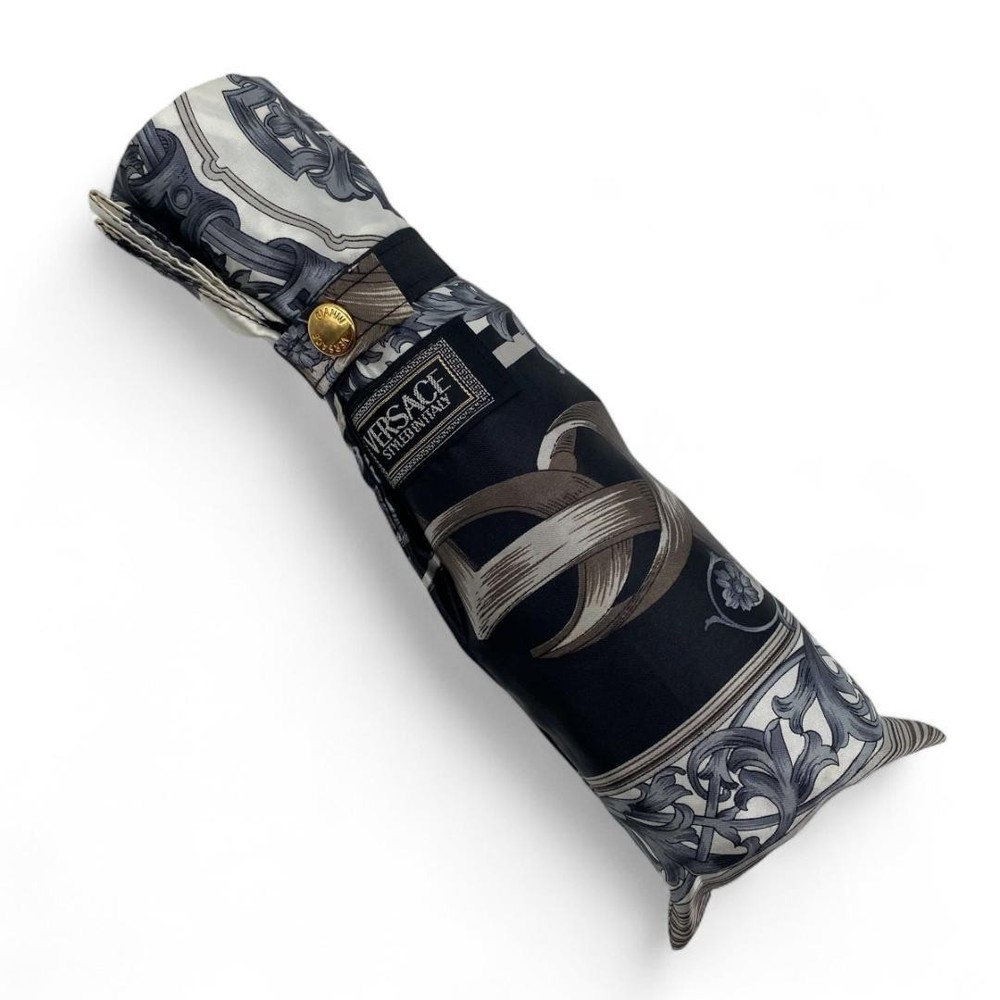Authentic Vintage Gianni Versace Black Baroque pattern foldable umbrella