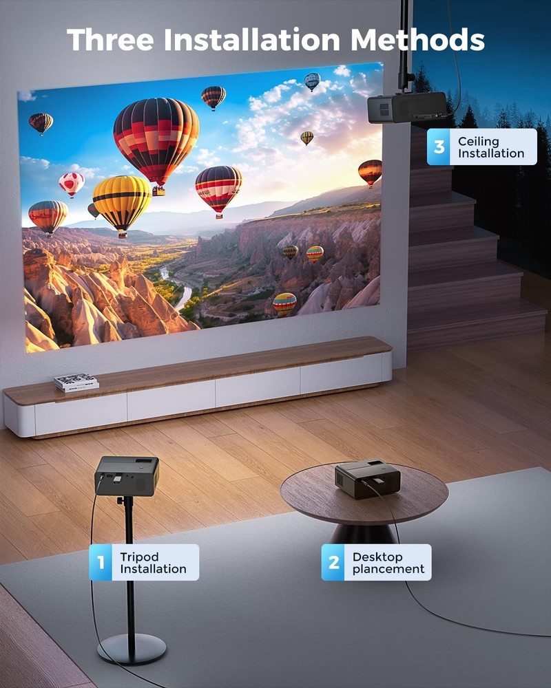 Mini Projector, Upgraded Full HD 1080P Support Video Projector, Portable Smal...