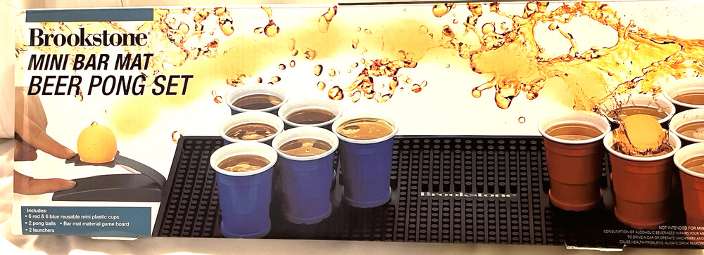 Brookstone Beer Pong Set with Mini Bar Mat