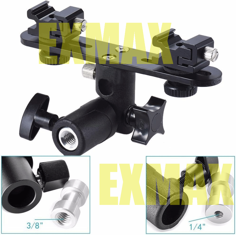 EXMAX E2 Adjustable Double Flash Bracket for Studio Video DSLR Camera,180°,Solid