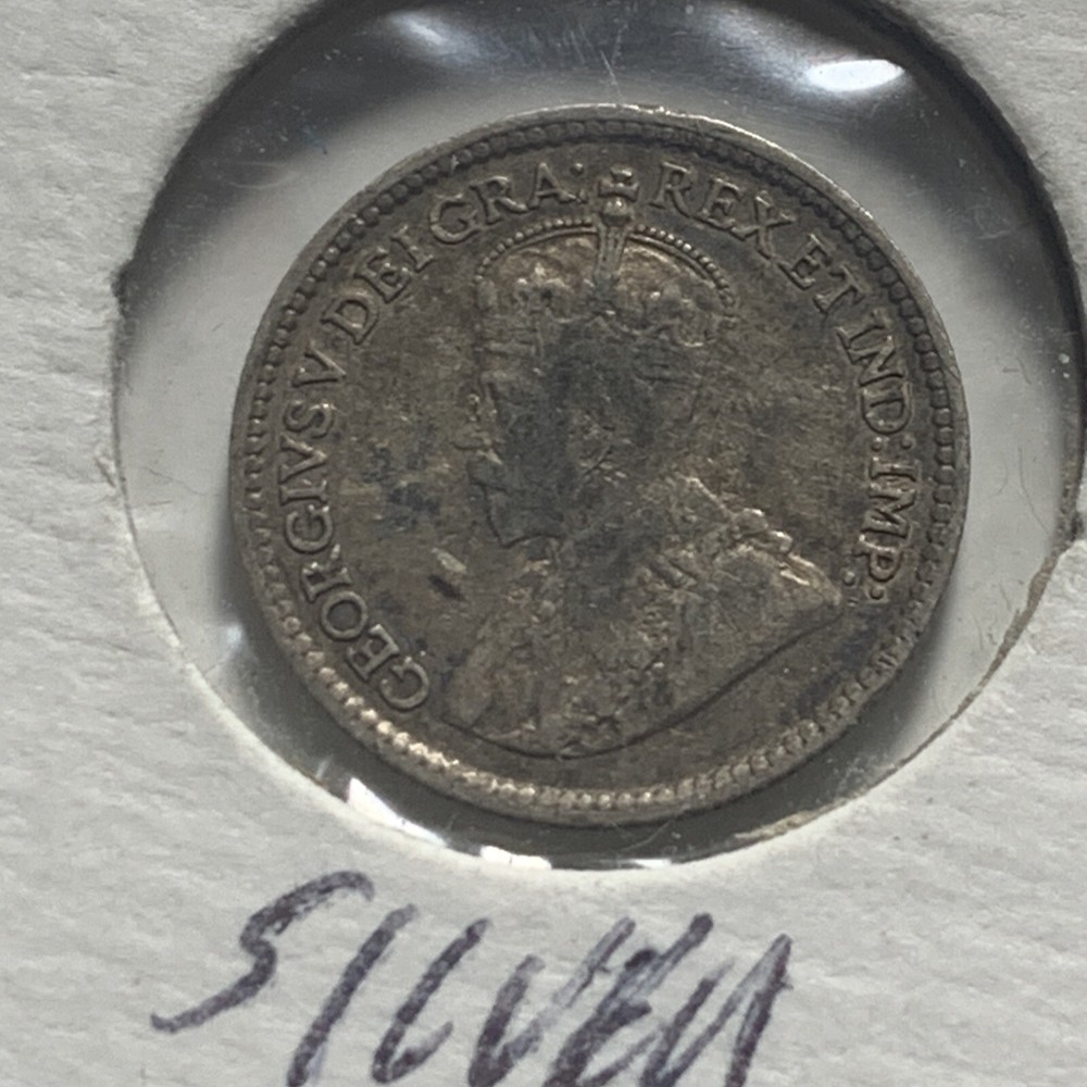 1919-Canada 5 Cents 80% Silver