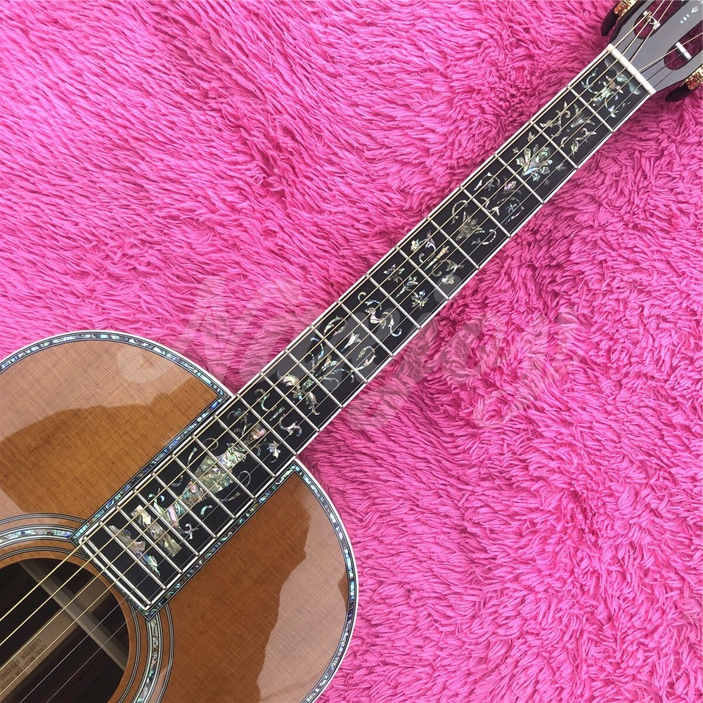 39" Solid Cedar OOO Type Acoustic Guitar Abalone Inlays Ebony Fingerboard