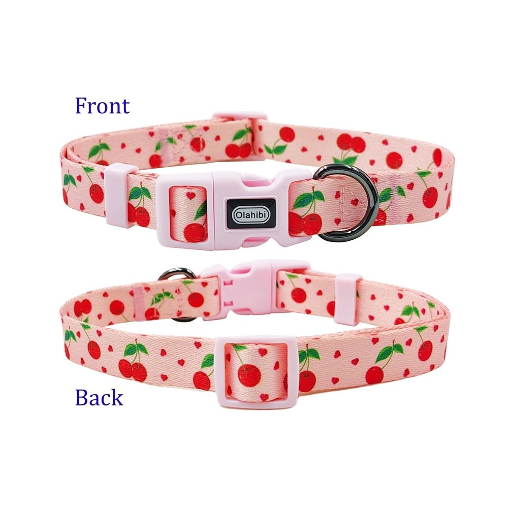 Dog Collar Leash Set Fruit Pattern Polyester Material Adjustable Collar and 5...