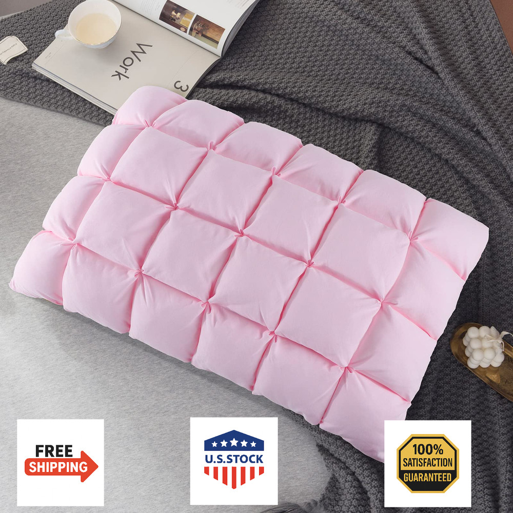 YOUR MOON Super Support Soft Down Alternative Pillow Standard Size Fluffy Pink