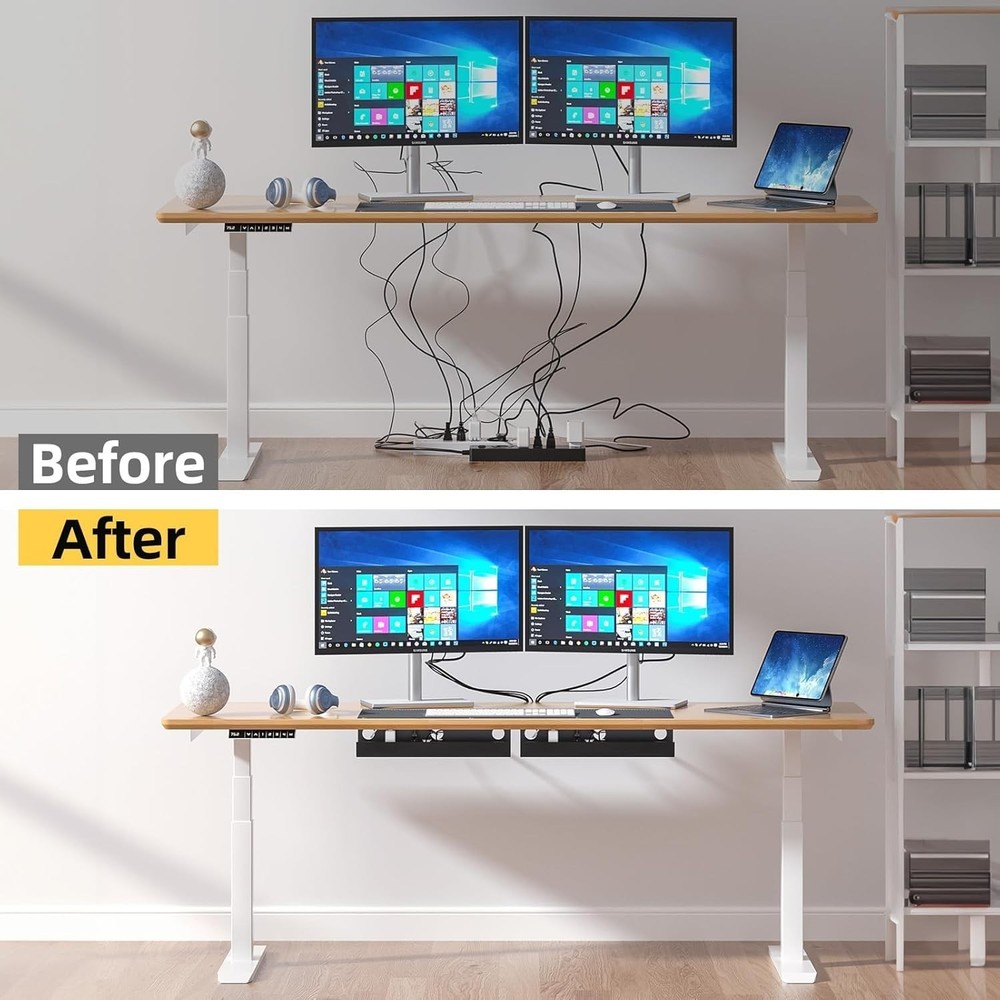 Modern Under Desk Cable Management System 2-Pack - Tidy Your Workspace Today