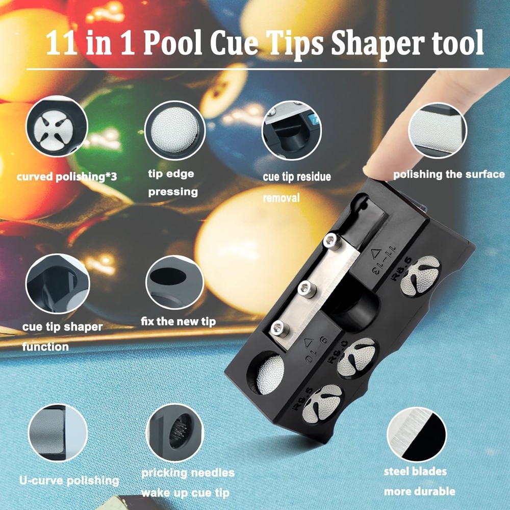 38PCS Pool Cue Tips Replacement Kit, 13mm Pool Stick Tips Replacement Kit Bil...