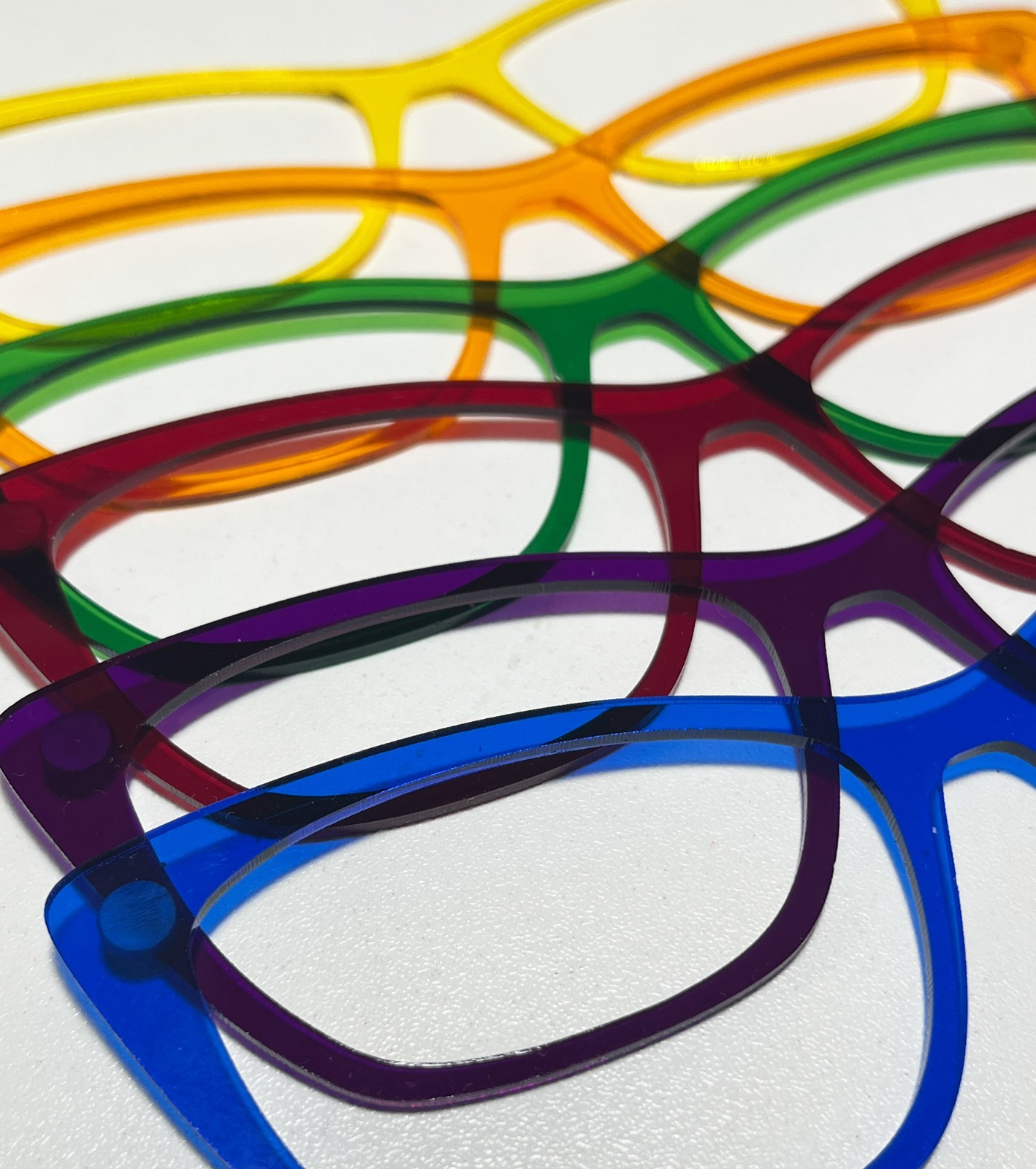 PAIR EYEWEAR COMPATIBLE BLANKS - Transparant Color Acrylic Lasered Frame Toppers