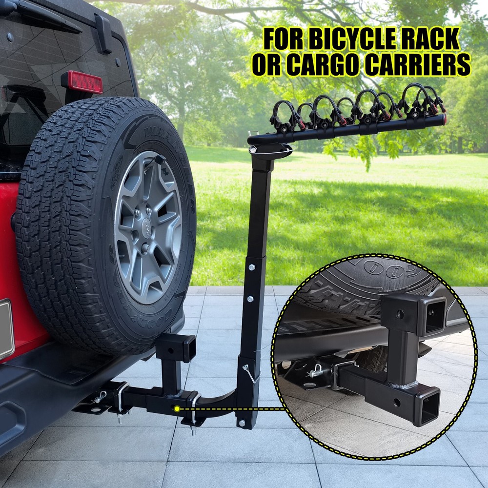 Double Hitch Receiver 2" Trailer Dual Hitch Extension Riser Adapter Extender