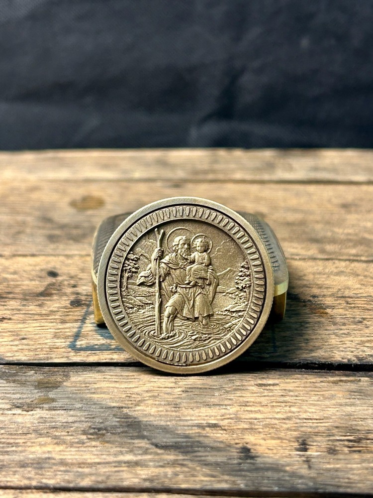 Saint Christopher EDC Coin | Solid Brass 40mm Pocket Token |Traveler's Protector