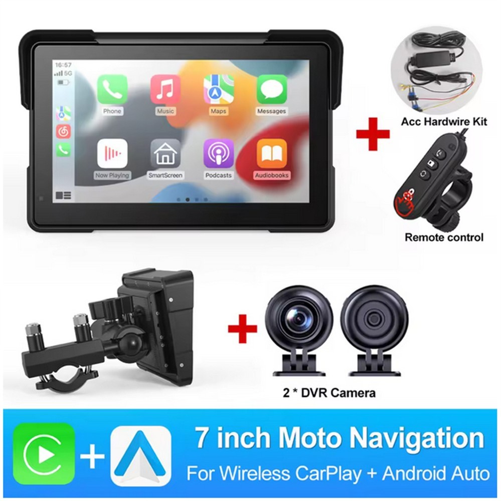 7" Motorcycle w/ Carplay Android Screen Dual Bluetooth Portable GPS Navigation