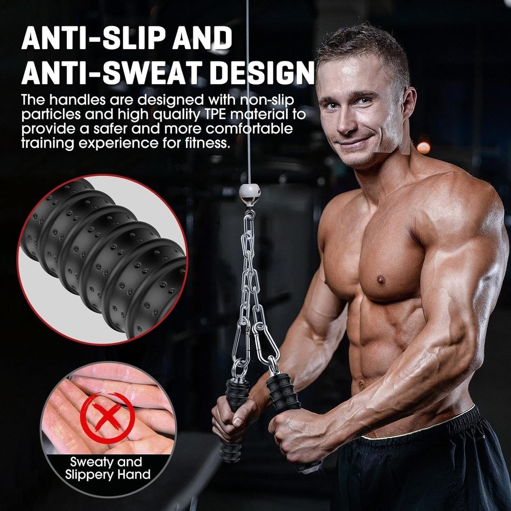 LAT Pulldown Bar Attachments for Pulley Cable Machine, Single D-Handle Tricep Pr