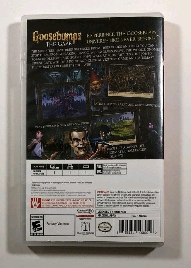 CASE ONLY NO GAME: Goosebumps (Nintendo Switch) PLEASE READ!!