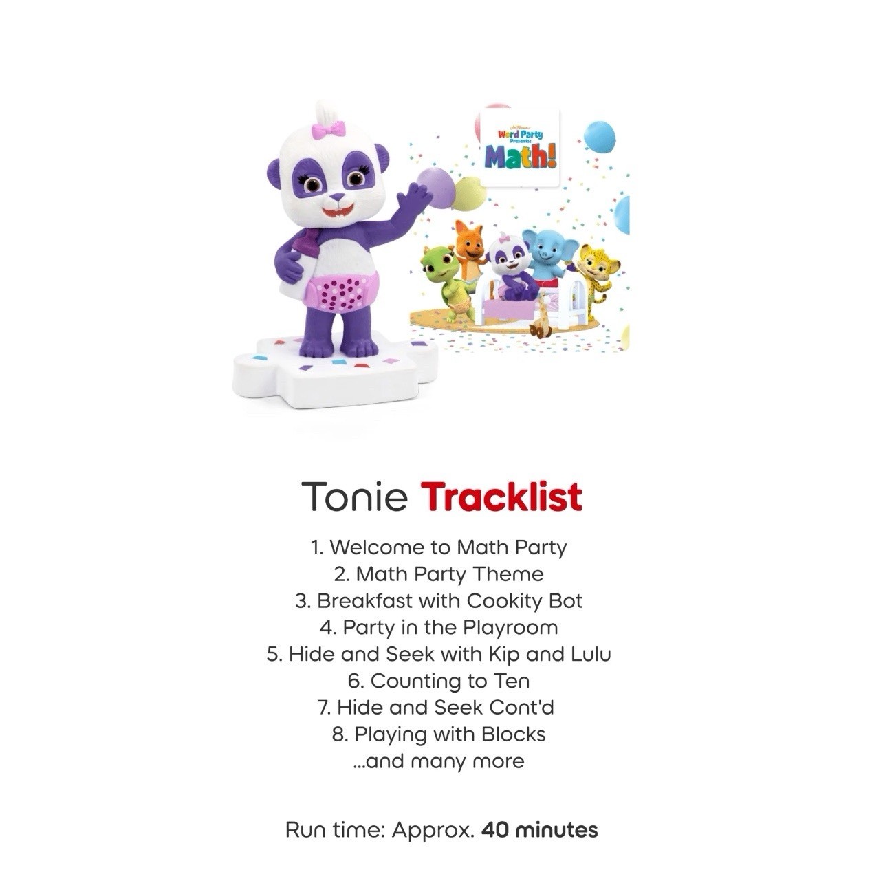 tonies Word Party Presents: Math! Audio Toy Figurine, Age Group 3+ New