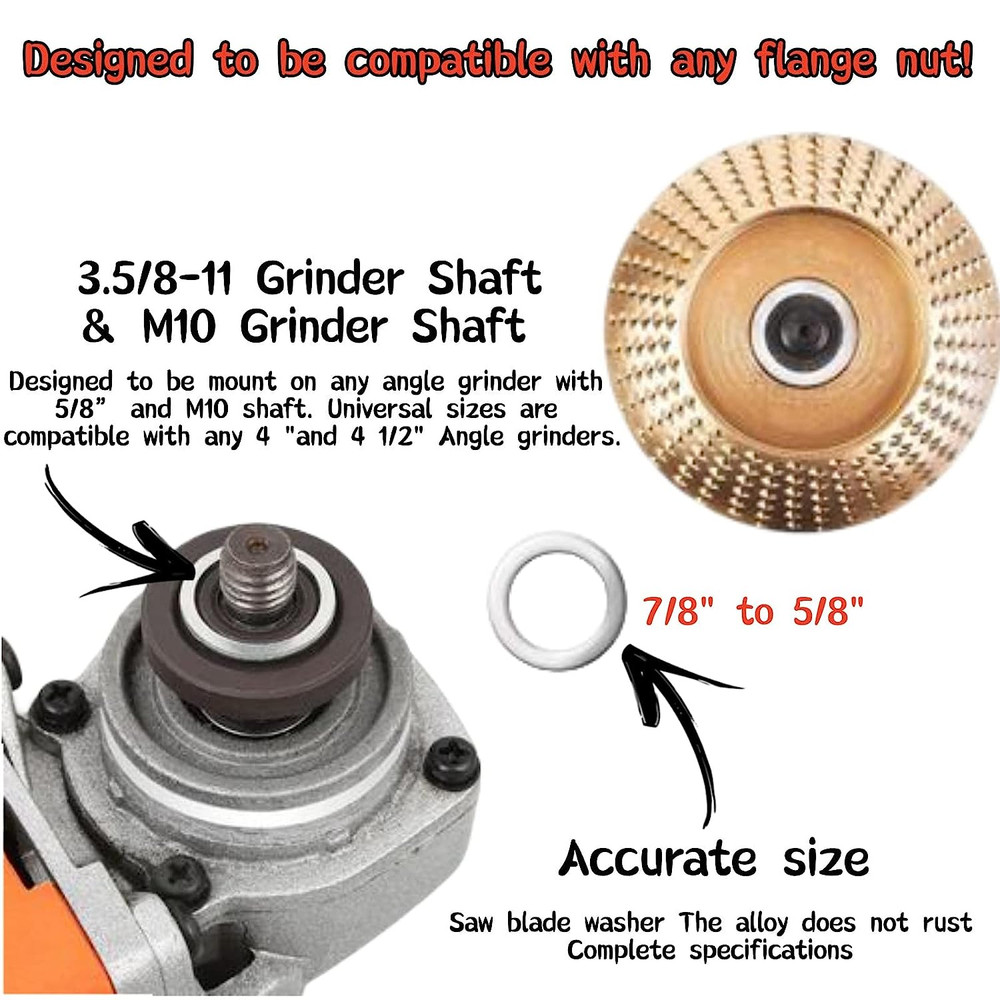 Angle Grinder Wood Carving Disc Set 5 Pack for 4" or 4 1/2" Angle Grinder, Angle