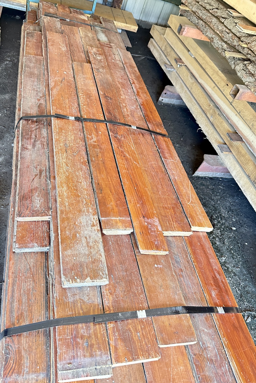 Reclaimed 1" thick Heart Pine Flooring 3"-5.5" wide - 420sqft - GA20397