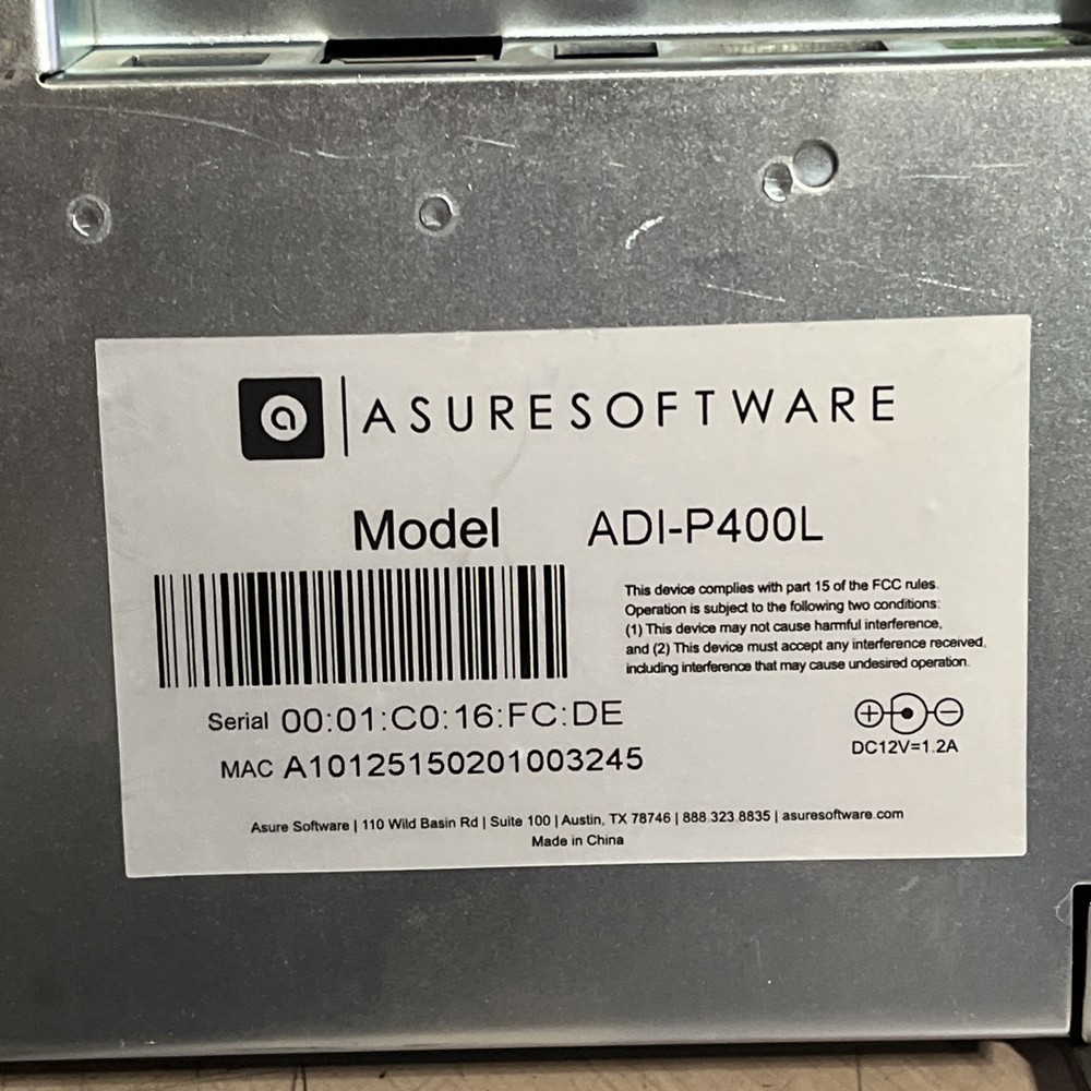 ASURE SOFTWARE ADI-P400L TIMECLOCK