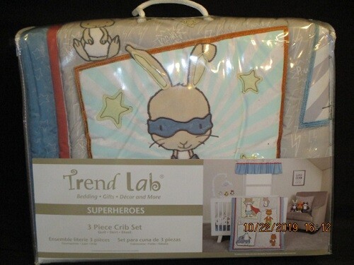 Trend Lab Superheroes 4-Pc Crib Bedding Set Includes Window Valance *New*