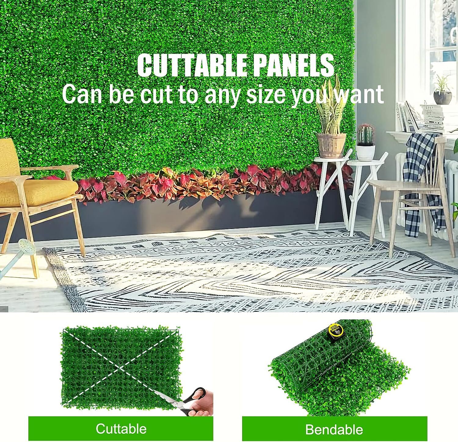 12/24PC Artificial Boxwood Mat Wall Hedge Decor Privacy Fence Panels Grass 24x16