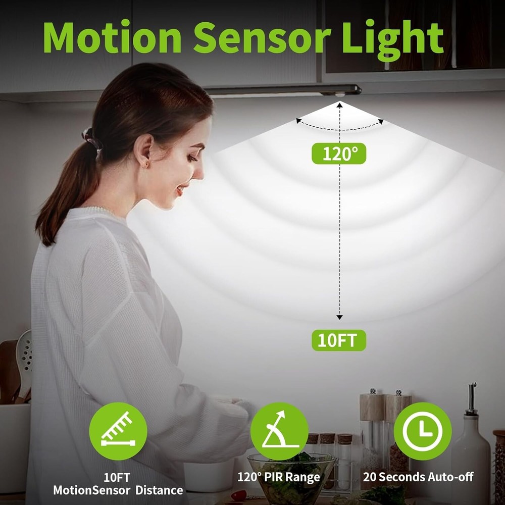 Under Cabinet Lighting, Equipped with Motion Sensor, Rechargeable Battery Operat