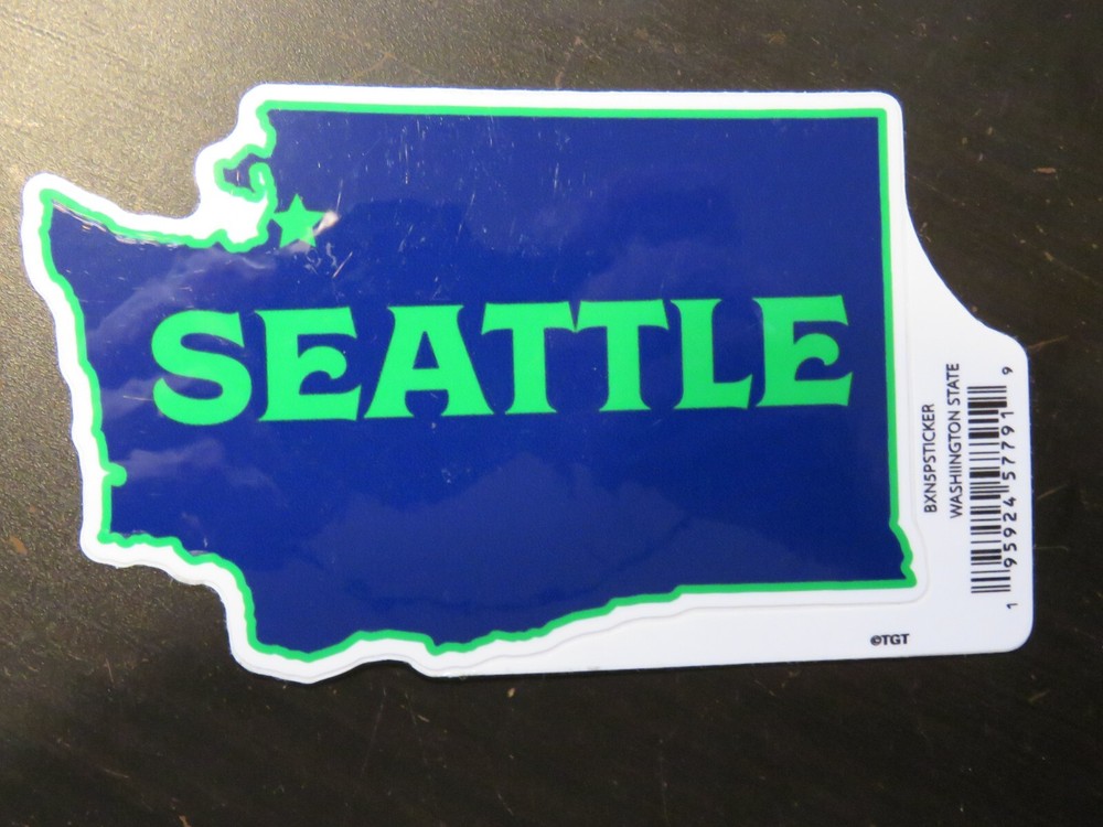 Travel STICKER: SEATTLE, WASHINGTON State Map Design ~ Pacific Northwest