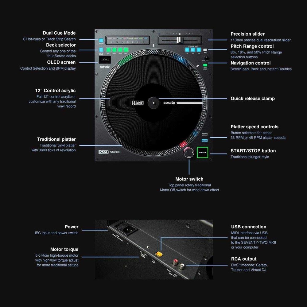 Rane DJ TWELVE MKII 12" Motorized Turntable Controller