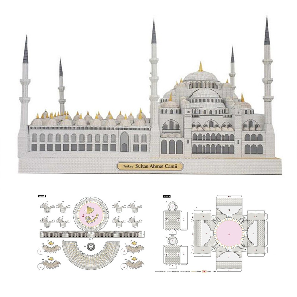Blue Mosque Sudan 3D Paper Model Replacement Accessories Commponents Beautiful