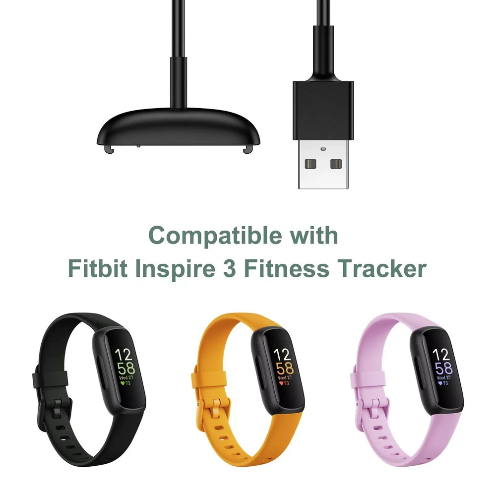 Mixblu Charger Cable Replacement for Fitbit Inspire 3 (2 Pack/3.3Ft)