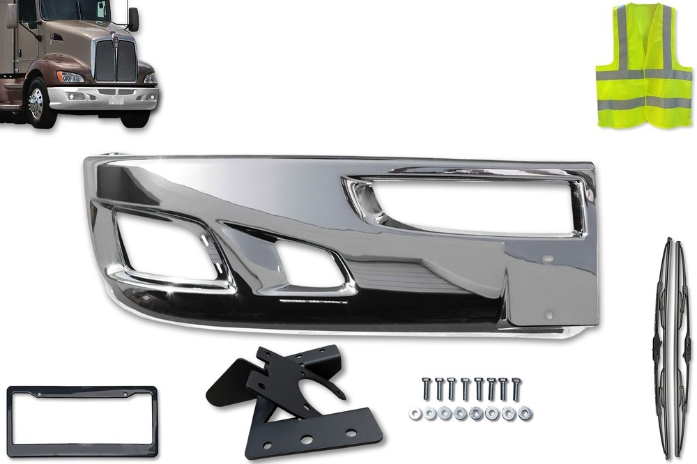 Chrome Bumper Extension Corner Right Side With Bracket Kenworth T660