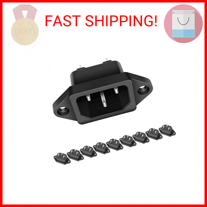 10 Pack AC 250V 10A IEC 320 C14 Panel Mount Plug Adapter Power Connector Socket
