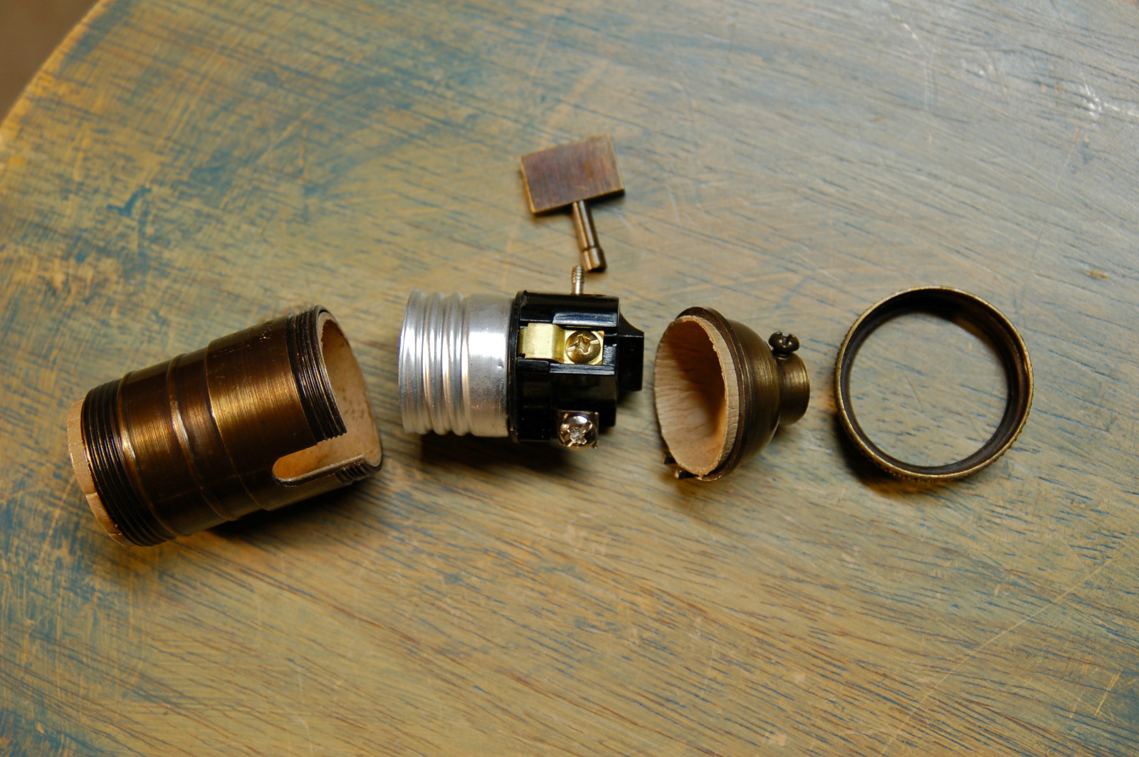 Solid Brass Uno Threaded Light Socket, Vintage Knob, Shade Fitters Sold Separate