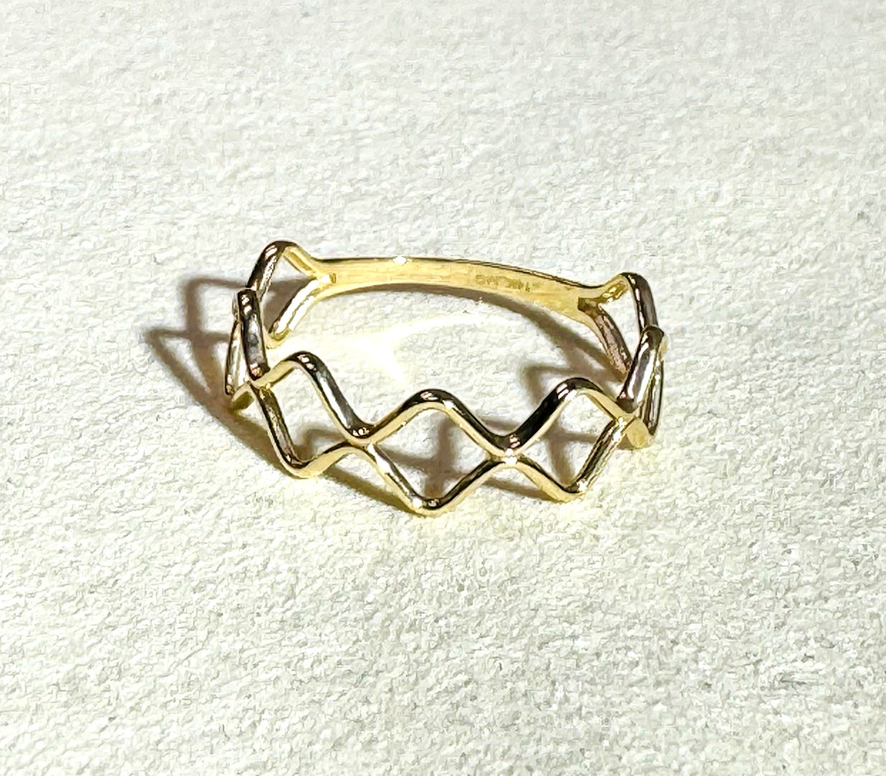 Solid 14K Yellow Gold Unique Stacking Ring Size 8