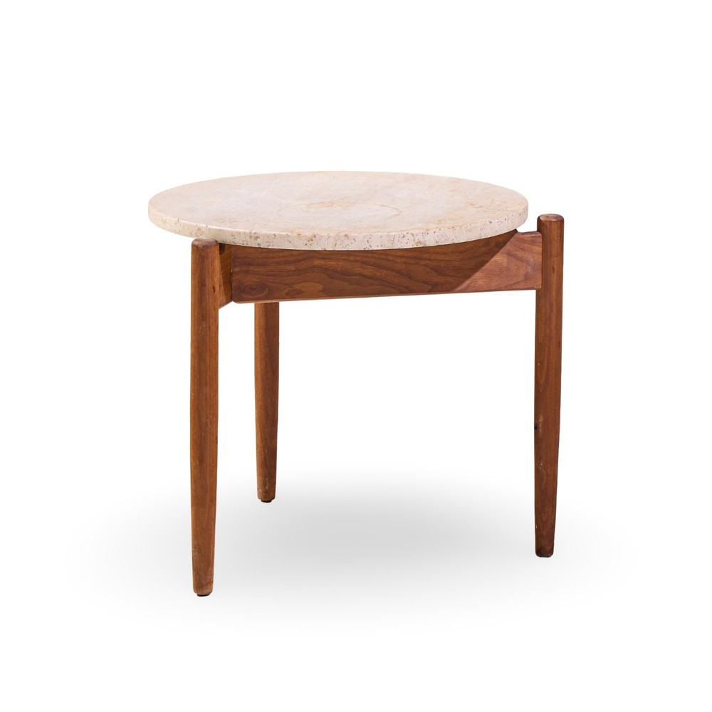 Jens Risom Mid Century Travertine Top Side End Table