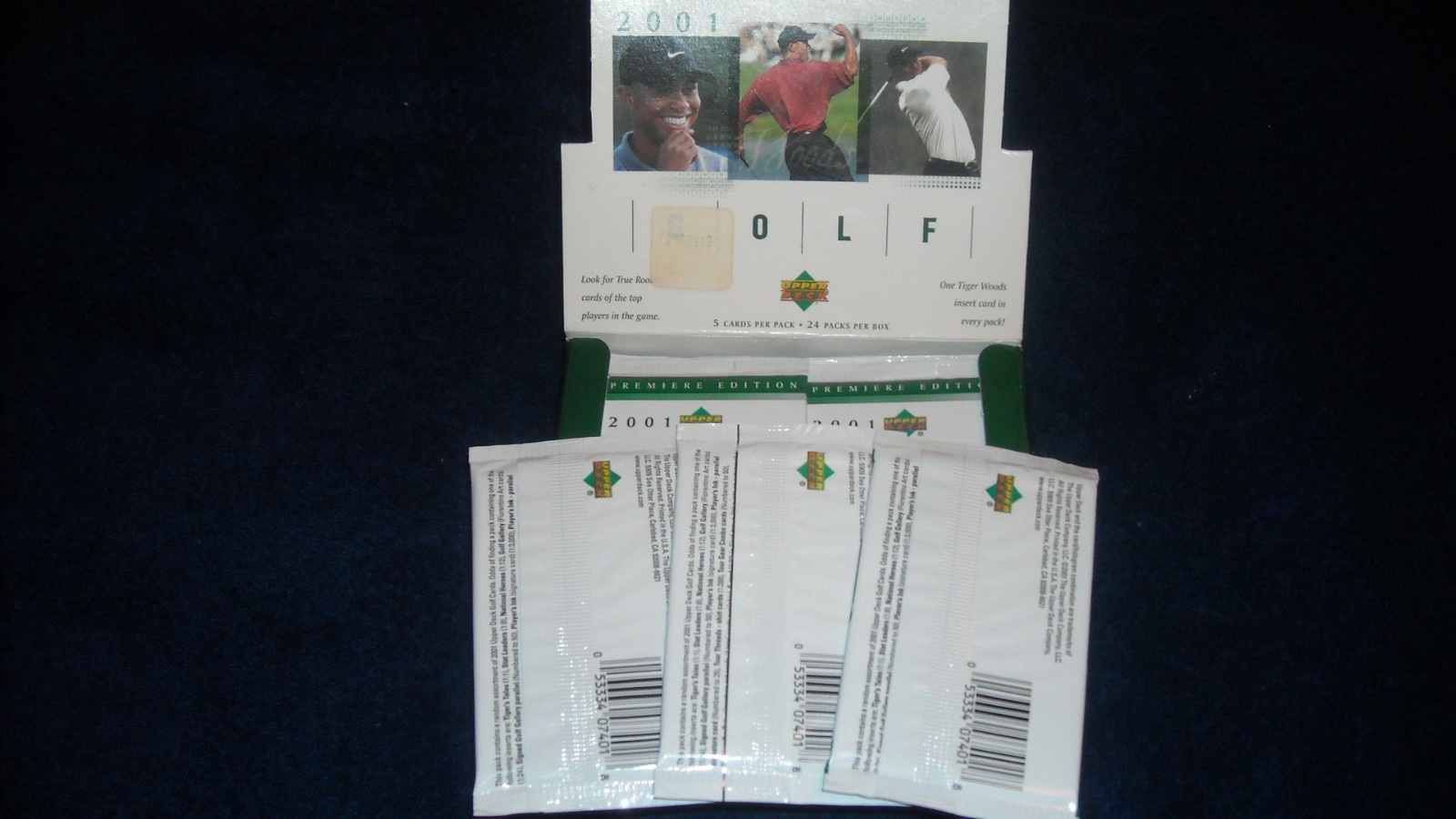 2001 UPPER DECK GOLF FACTORY SEALED GREEN HOBBY PACKS TIGER'S RC YR**3 PACKS**!