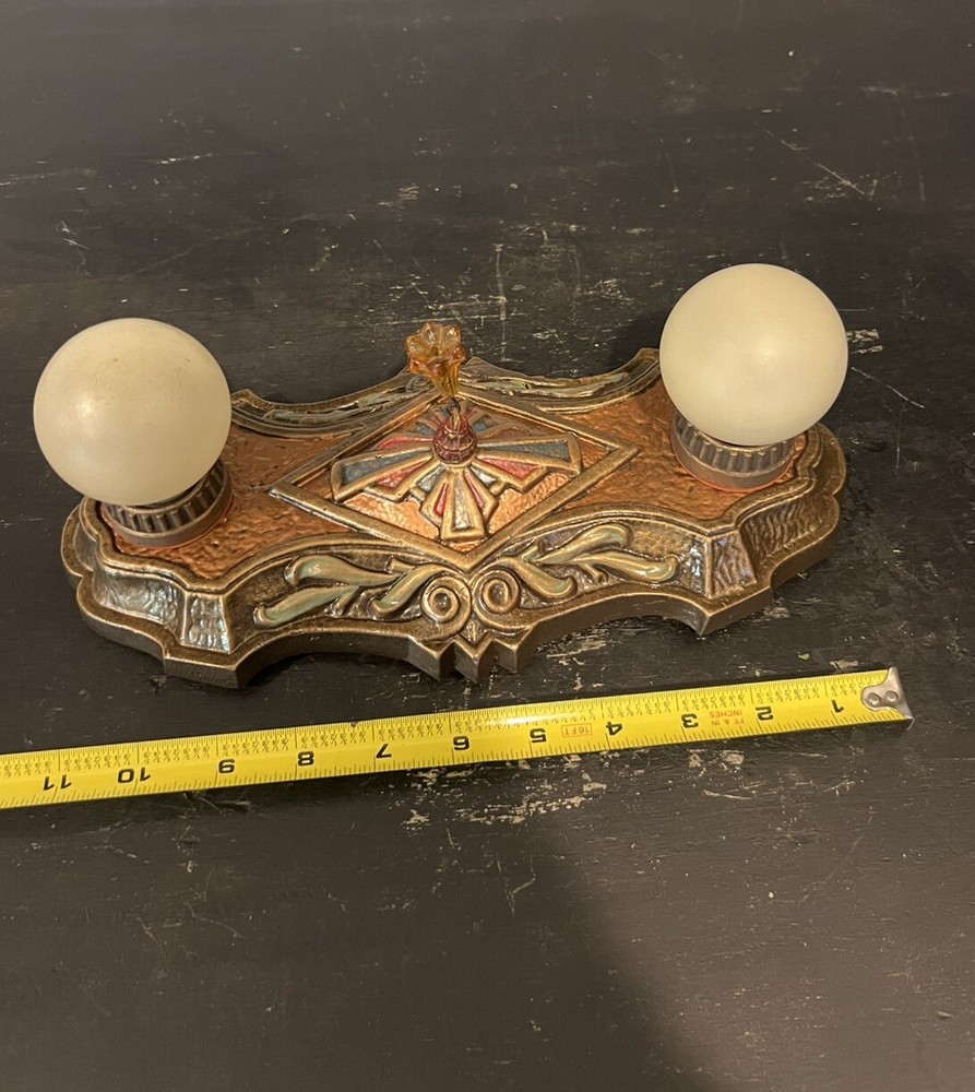 Antique Flush Mount Double Socket Fixture Nice 64C