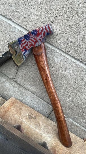 Custom Hydro Dipped American Flag pattern Camp AXE throwing Hatchet