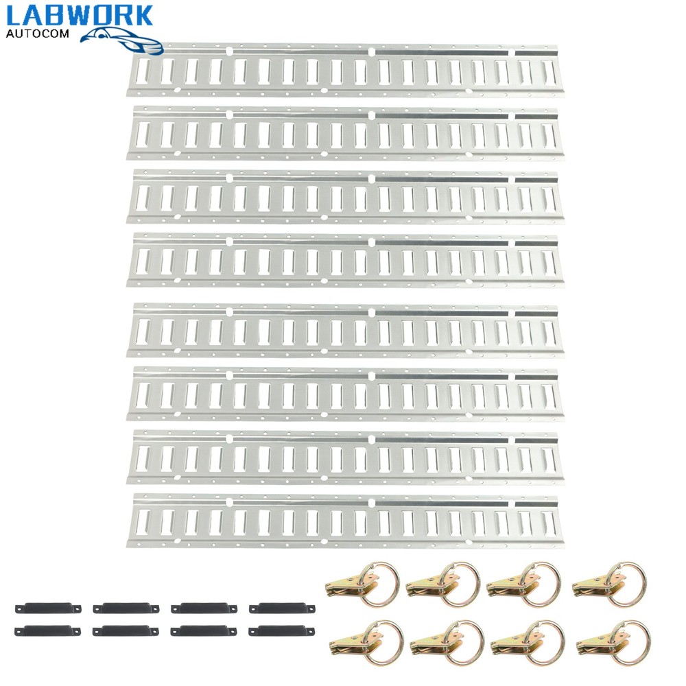 24 Piece 3' Galvanized E Track Rail Set Silver Finish W/ O Ring End Caps For Van