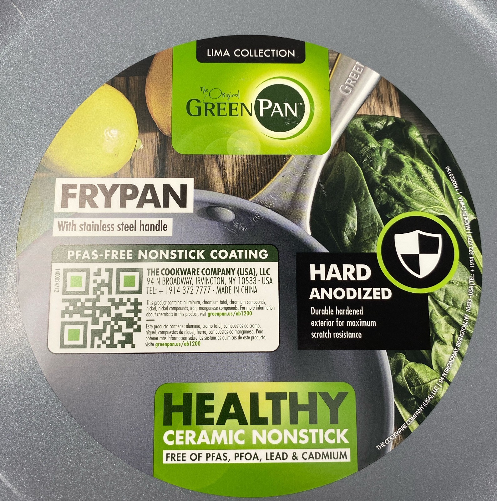 GreenPan Lima 8” Gray Hard Anodized Ceramic Nonstick Fry Pan Skillet