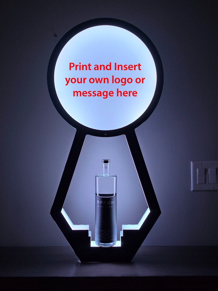 LED Bottle Presenter Display Glorifier. Rechargeable & Wireless. Add your Logo