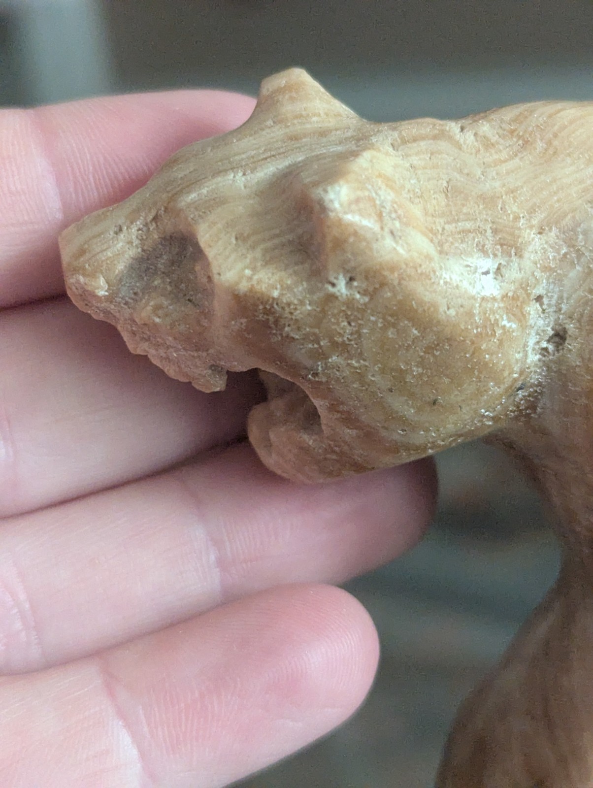 Vintage Carved Stone Panther Puma Cat Statue Figurine Mountain Lion Natural Art