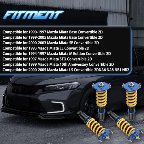 Height Adjustable Coilover Lowering Kit Compatible for 1990-2005 Mazda Miata