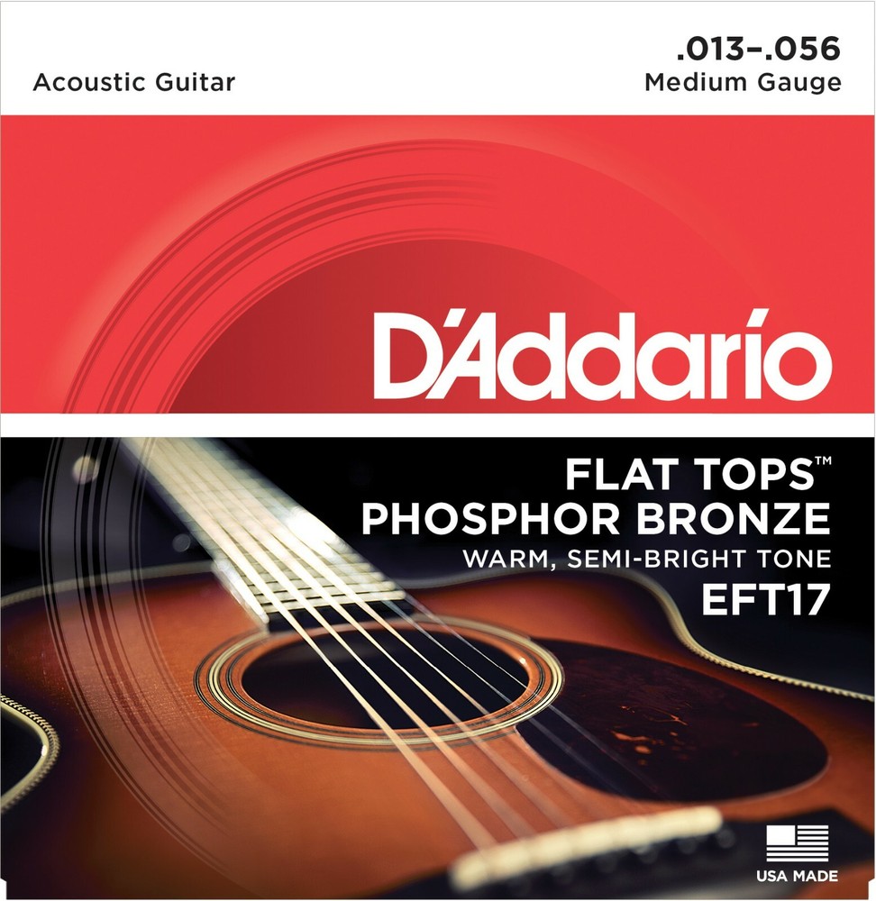 D'Addario  EFT17 Flat Tops Phosphor Bronze Guitar Strings Medium 13-56