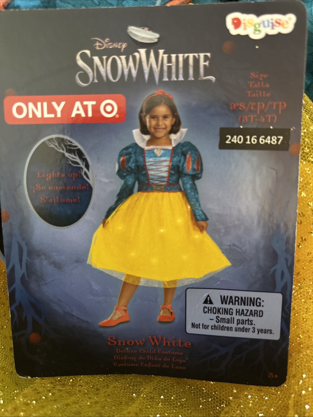 Girls Disney SNOW WHITE Deluxe Light Up Halloween Costume Dress Size 3T/4T