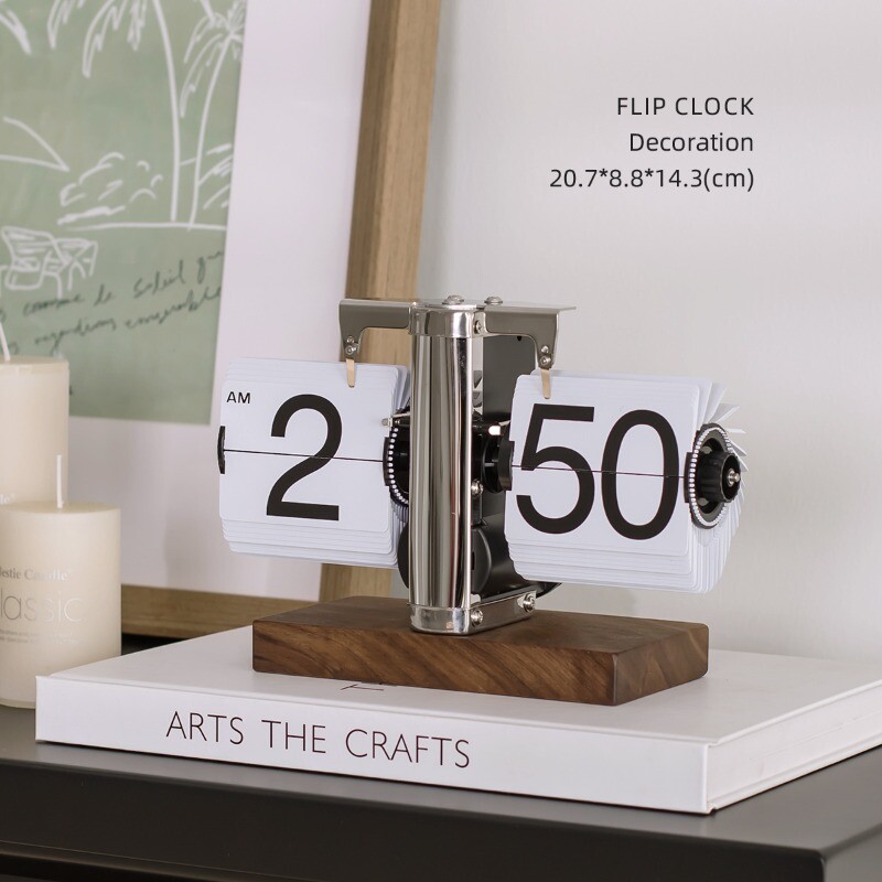 Automatic page turning clock desktop ornament retro mechanical pendulum creative