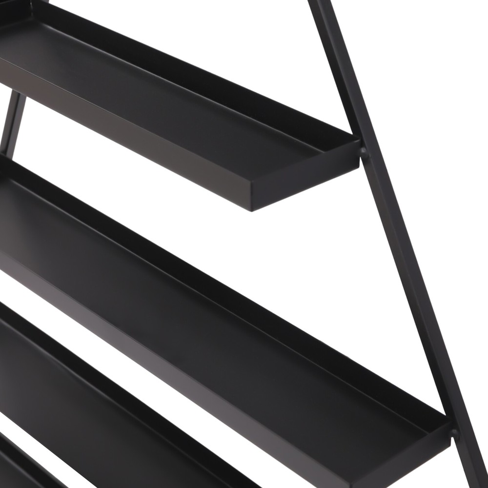 Black 5-Tier Wall-Mounted Metal Nail Polish Display Rack with Triangular Design