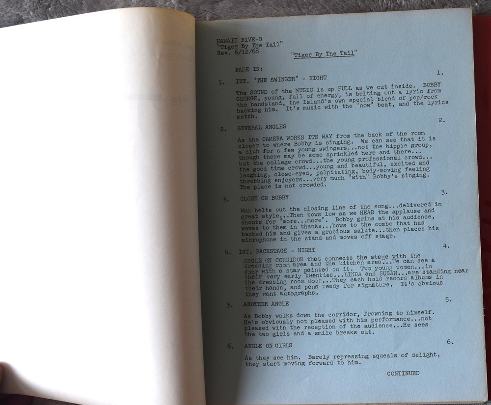 1968 Hawaii Five-O (Tiger by The Tail) Original Screenplay Script