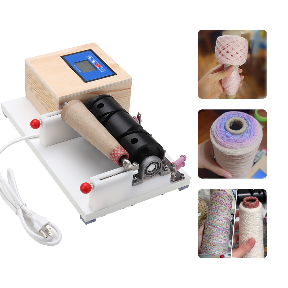 Yarn Winder Machine Wooden Cone Thread Winder With Timing & Stranding Function